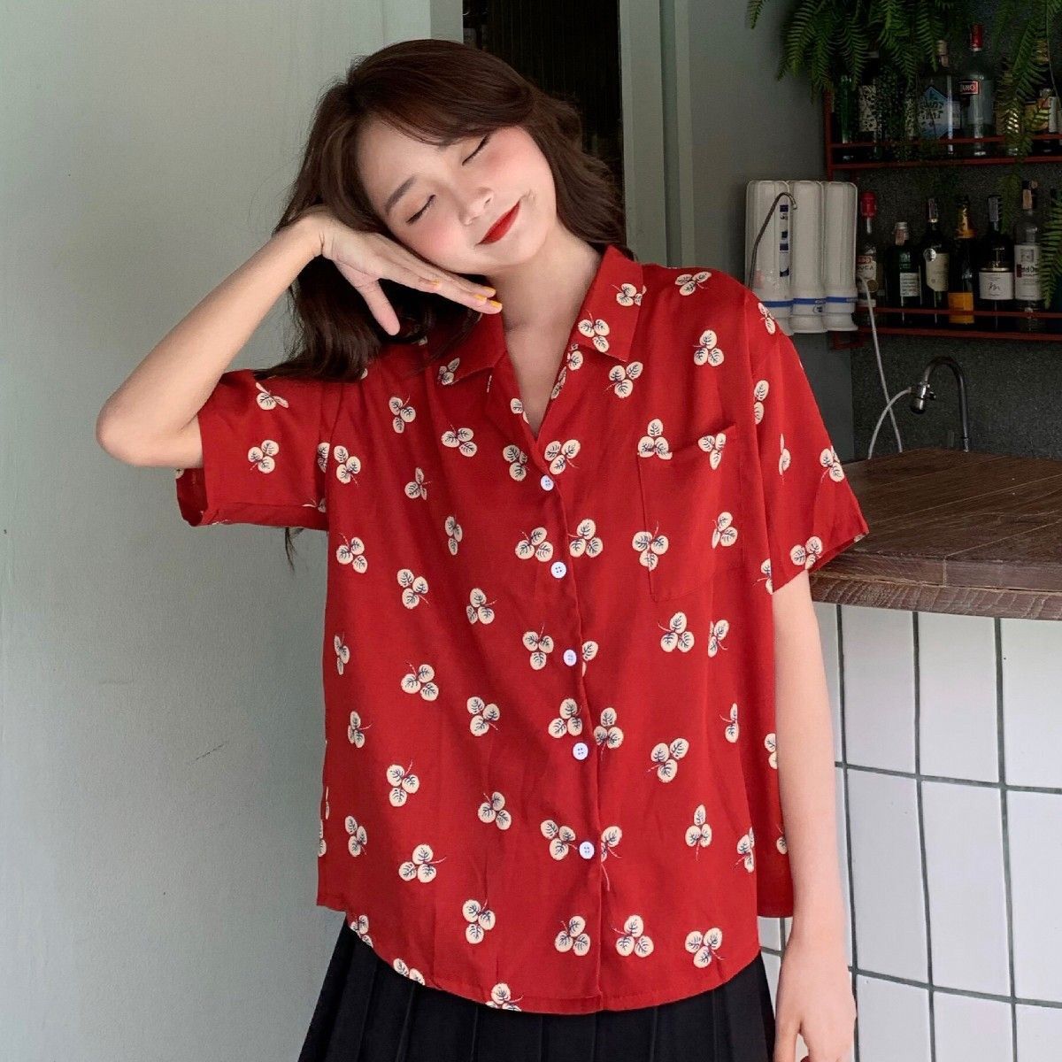 Kemeja wanita lengan pendek be - Romper Floral Print ulasan dan harga