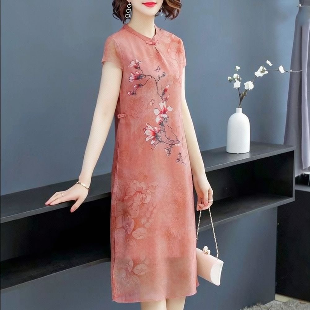 Gaun Chiffon Motif Bunga untuk - Midi Skirt Floral ulasan dan harga