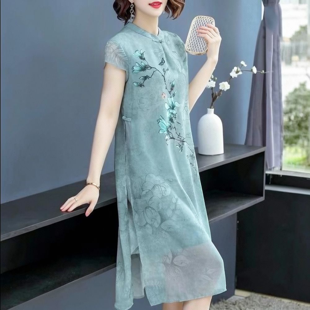 Gaun Chiffon Motif Bunga untuk - Midi Skirt Floral ulasan dan harga